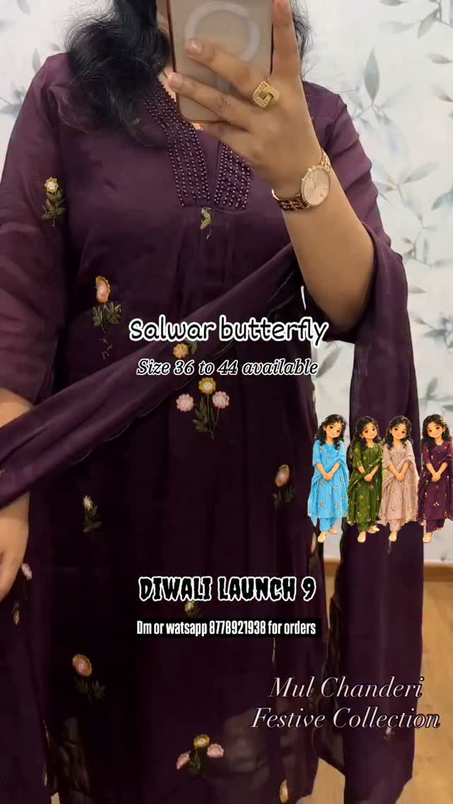 Original Salwar Butterfly purple Mul Chanderi Anarkali reel